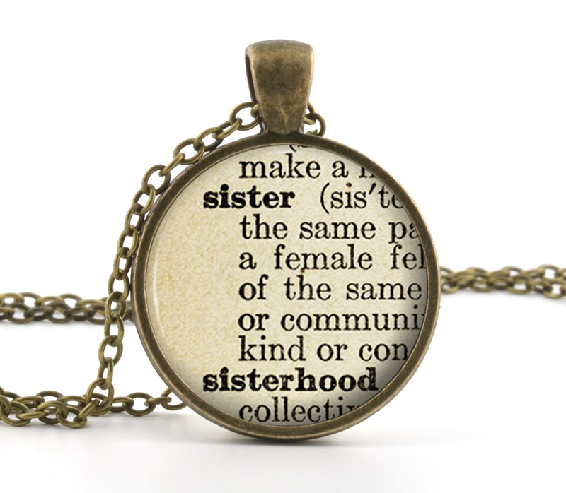 Dictionary Necklace - Sister Pendant - Sisterhood Necklace - Definition Necklace - Picture Jewelry - Photo Pendant - Gift Bag Included